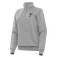 thumbnail image 2 of Women's Antigua Heather Gray St. Louis Blues Victory Quarter-Zip Pullover Top, 2 of 3