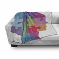 thumbnail image 3 of Puzzle Print Soft Flannel Fleece Blanket, Jigsaw Colorful Design Graphic with Man and Woman Profiles Look Opposite Ways, Cozy Plush for Indoor and Outdoor Use, 70" x 90", Multicolor, by Ambesonne, 3 of 6
