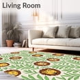 thumbnail image 2 of ODIKA 3'x5' Machine Washable Non-Slip Area Rug, Jungle Hideaway Wild Creature Safari Illustration with Leafy Vines High Traffic Rug, Brown, 684041, 2 of 7