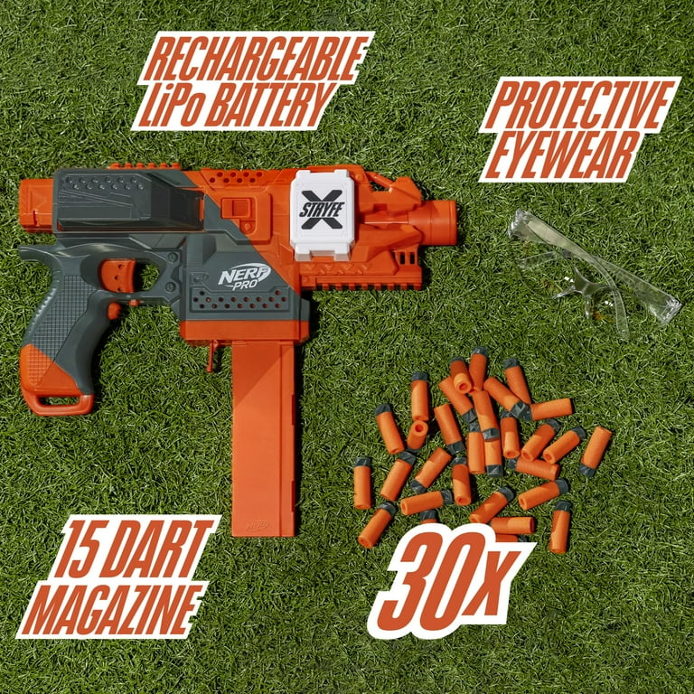 NERF Pro Stryfe X Dart Semi-Auto Blaster, Rechargeable LiPo