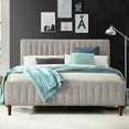 thumbnail image 2 of Omax Decor Spencer Wood/Fabric Upholstered Queen Platform Bed in Taupe Gray, 2 of 4