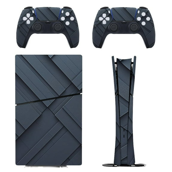 Skin Sticker for PS5 Slim Standard PS5 Pro Disc Digital Edition Console and Controllers Decals for Playstation 5 (Dark Black Pattern,PS5 Slim Disc Edition)