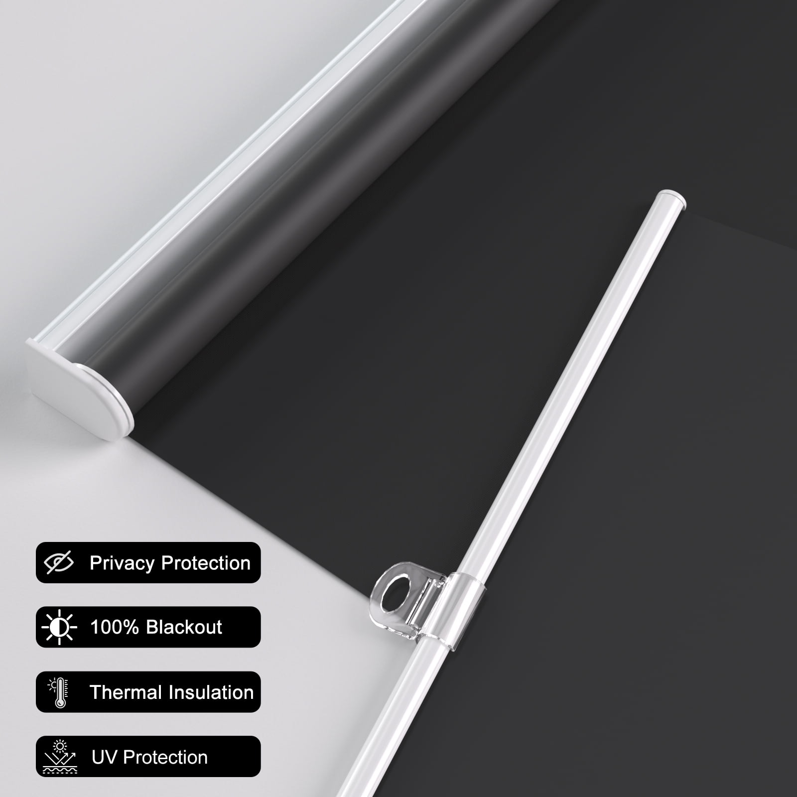 MYshade Cordless Blackout Roller Shades for Windows Black-37"W*72"H Room Darkening Rolled up Blinds with Spring System Pull Down Shades Window Blinds for Home