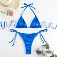 thumbnail image 1 of Conjunto de Bikini de estilo brasileño para mujer, traje de baño de dos piezas con realce, color rojo liso, estilo brasileño, Tanga lateral, 2024, 1 of 5