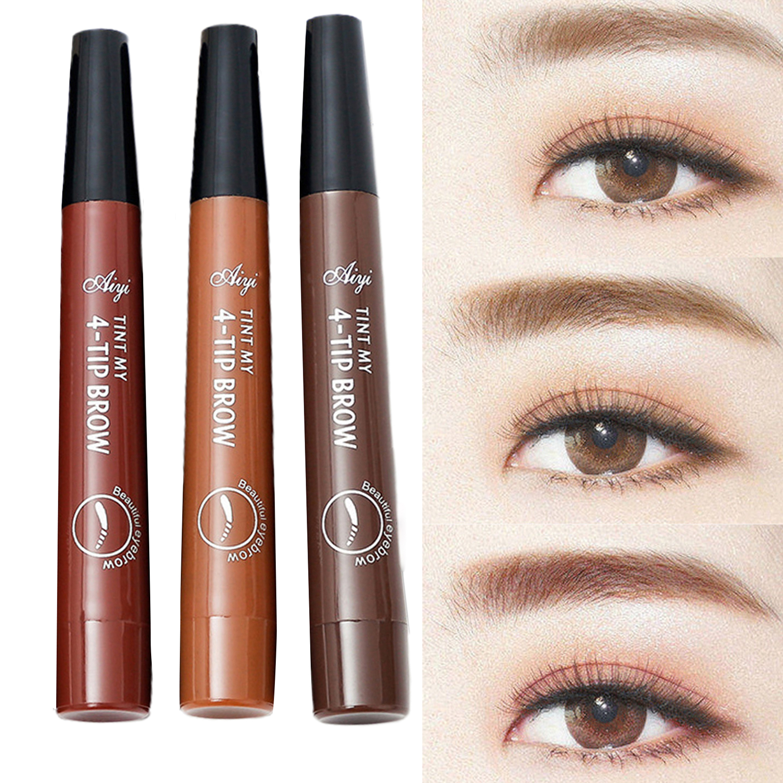 Honrane 5ML Liquid Eyebrow Pencil Long Lasting Waterproof Portable Beauty 4-Tip  Brow Pen for Makeup