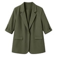 thumbnail image 5 of ClodeEU Women's Lapel Collar Single Button 3/4 Sleeve Blazer,Casual Office Short Suit Jacket Army Green,Women's Plus L, 5 of 8