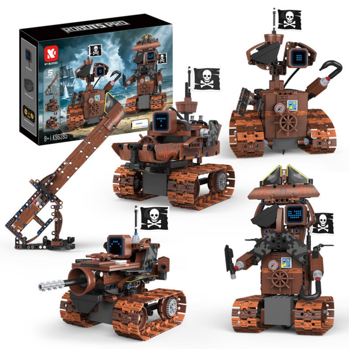 402pcs Pirate Transforming Robot Toy, 5-in-1 Building Block Robot Set with Multiple Modes, Creative STEM Construction Toy for Boys Ages 8+, Birthday Gift for Kids