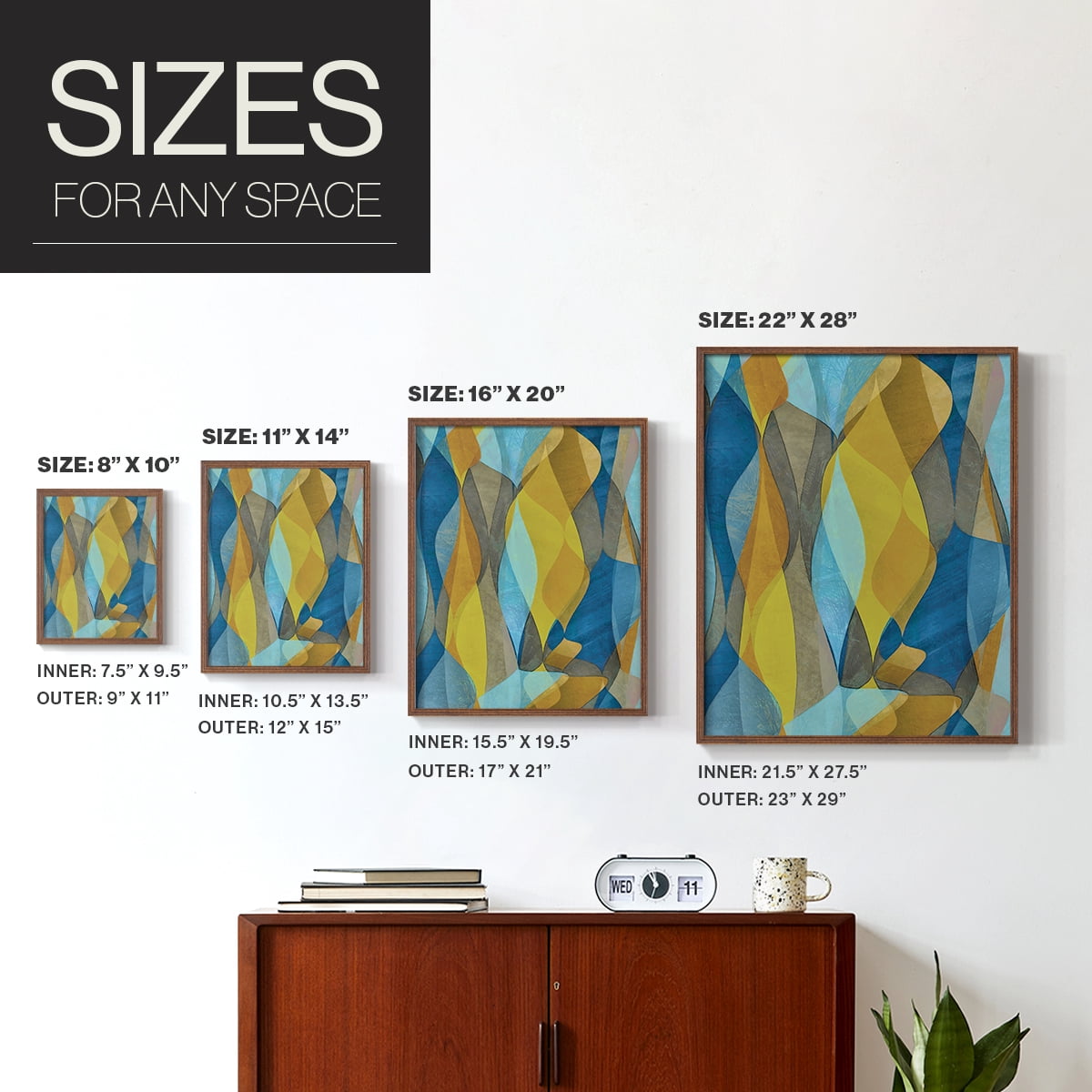 Colorful Cascade II Framed Print in Brown Solid Wood Framed Print No Nail Hanging