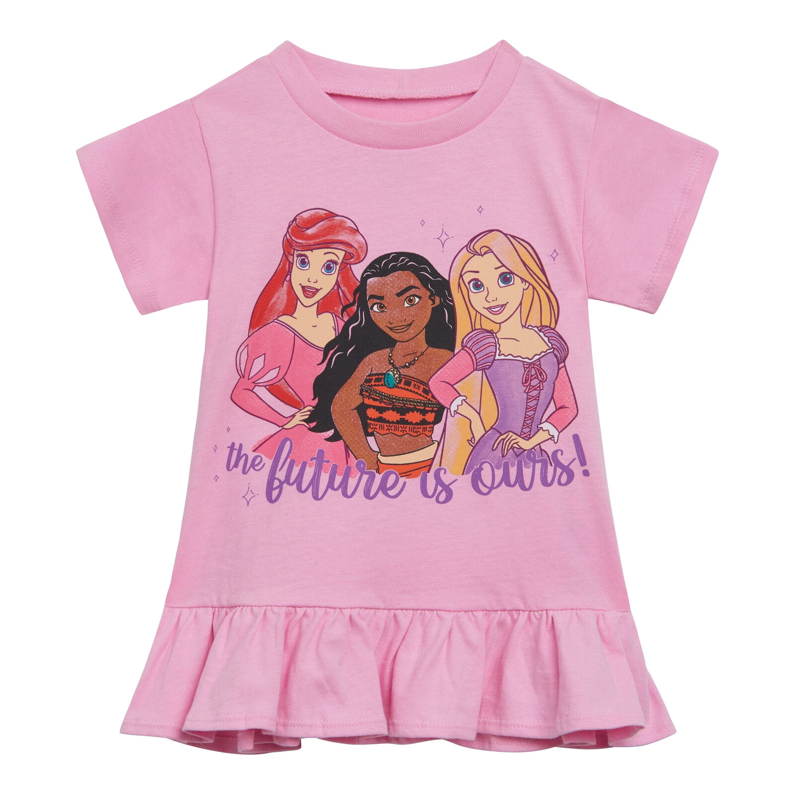 Disney Princess Moana Rapunzel Ariel Peplum T-Shirt and Twill Shorts Outfit Set Toddler to Big Kid