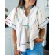 thumbnail image 2 of Peplum Babydoll Tops Cicy Bell, verano, cuello en V, manga farolillo, 2 of 7
