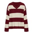 thumbnail image 3 of UAMVSH Sweaters for Women Oversized Fall Fashion Long Sleeve Color Block Pullover Tops Casual V-Neck Knitted Sweaters(Small,Red), 3 of 5