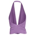 thumbnail image 3 of J. METHOD Women's Sleeveless Halter Neck Lightweight Low Cut Deep V Neck Sexy Draped Backless Top Blouse NEWT07 Lavender L, 3 of 6
