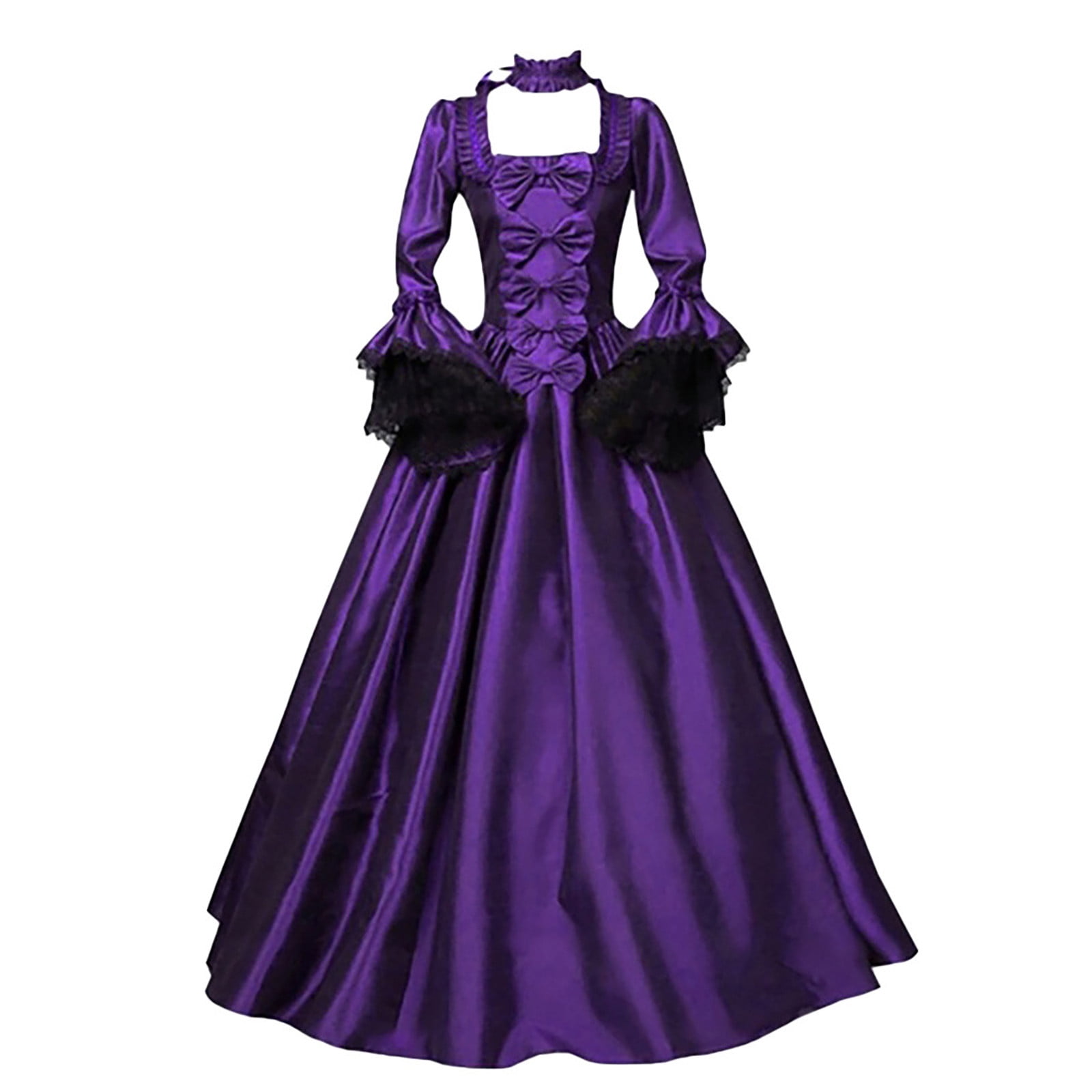 Women's Gothic Medieval Dress Irish Costume Vintage Flare Long Sleeve Corset Princess Maxi Dresses for Women 