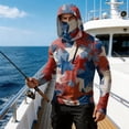 thumbnail image 4 of Long Sleeve Cooling Fishing Hoodies Men UPF 50+ Rash Guard US Flag Print 250th Anniversary UV SPF Hiking Running Shirts, 4 of 4