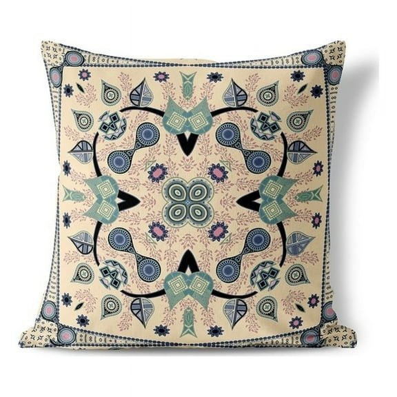 Vine Visions Throw Pillow with Removable Cover in Beige 16x16