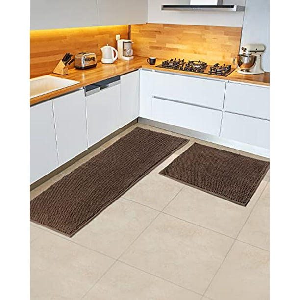 Pretigo Kitchen Rugs Brown Rugs For Kitchen Floor Soft Absorbent By Chenille Material Washable Kitchen Rug Set Non Slip Kitchen Rugs And Mats 2 Pieces 17 48 17 24 Walmart Com Walmart Com