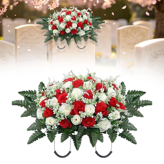 Flower Saddle Large Artificial Cemetery Flowers For Cemetery Memorial Flowers For Outdoor Decorations,Outdoor Artificial Flowers