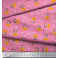 thumbnail image 3 of Soimoi Pink Poly Georgette Fabric Cheese Slice & Rats Kids Print Fabric by the Yard 52 Inch Wide, 3 of 3