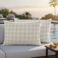 thumbnail image 3 of Lumbar Pillow Covers 20x12 Inch Set of 2, Beige Buffalo Check Waterproof Outdoor Pillow Covers, Farmhouse Boho Plaid Vintage Rustic Decorative Cushion Pillowcases for Couch, Sofa, Bed, Garden, Patio, 3 of 9
