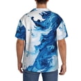 thumbnail image 3 of Gaeub Blue White Fluid Art Men's Lapel Short Sleeve Shirt,Cuban Shirts For Men,Short Sleeve Button Down Men, Soft and Breathable for Outdoors Party Travel-Medium, 3 of 5