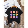 thumbnail image 1 of A Cute And Fashionable T-Shirt for Young Featuring a Cartoon Floral Print in a Grid Design, Made of Soft And Stretchy Comfortable Cotton with a Round Neck And Short Sleeves, Perfect for Gifting., 1 of 6