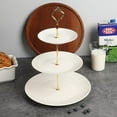 thumbnail image 5 of 3-Tier Cake Stand, Ceramic Cupcake Dessert Stand, Tiered Serving Trays for Parties, Birthday and Wedding (Gold), 5 of 6
