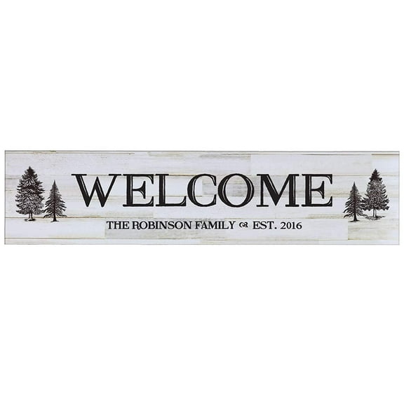 Welcome Wooden Wall Sign Art Size Distressed White 10 x 40