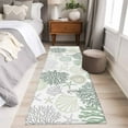 thumbnail image 5 of Sage Green Grey Coastal 2x6 Kitchen Runner Rug, Summer Beach Coral Shell Ocean Non-Skid Rubber Backing Large Rectangle Rugs - Living Room Bedroom Home Office, Indoor Floor Mat Carpets Washable Rug, 5 of 9