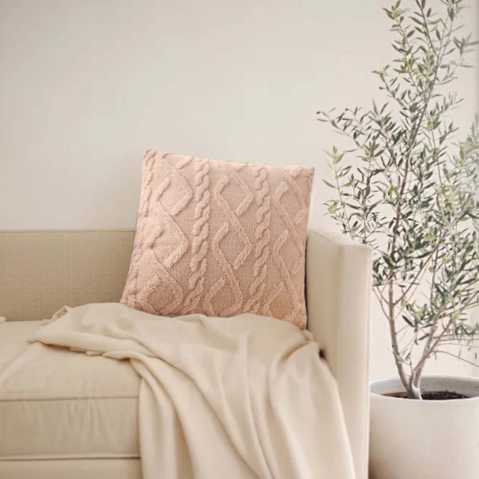 Amvlyk Geometric Motifs Couch Pillow Cases Throw Pillows Home Decor for Living Room Bedroom Bed Outdoor Cushion Cover（17.72x17.72In,Pillow Cover Only）Beige