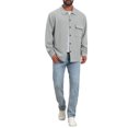 thumbnail image 2 of Men's Vintage Casual Button Down Chest Pocket Jacquard Knit Shirt Jacket S Light Gray, 2 of 6