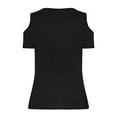 thumbnail image 7 of LADIGASU Women's Solided V-neck Short Sleeved Loose Top, 7 of 7
