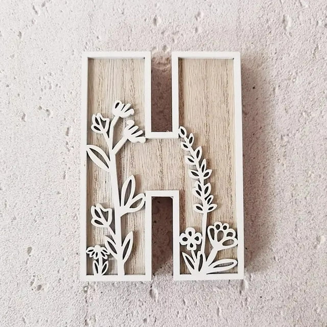 5 Inch Wooden Letters for Crafts - Decorative Signs for Children's Rooms Weddings Home Wall Art Floral Designs