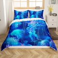 thumbnail image 1 of Erosebridal Housse de Couette Méduse Marine Simple, Housse de Couette Faune Marine Simple, Bleu, Réversible 2 Pcs, (Sans Couette), 1 of 6