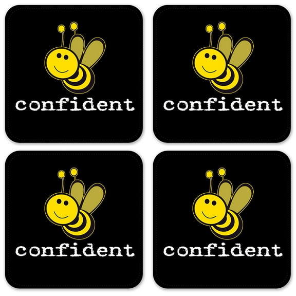 Vinyl Drink Coasters - Set of 4 - Bee Confident