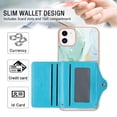 thumbnail image 4 of Slim Wallet Design for iPhone 11 Case with Card Holder, Marble Pattern Back Flip Case PU Leather Kickstand Card Slots Magnetic Clasp Shockproof Anti-fall for iPhone 11, Green, 4 of 5