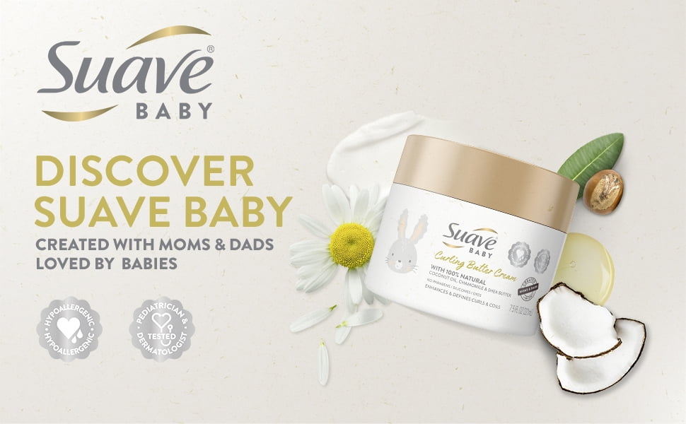 Suave Baby Curling Butter Cream with Coconut Oil, Chamomile & Shea Butter, 7.5 oz