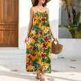 thumbnail image 6 of Gamivast Women Tropical Maxi Dress Leaf Print Sleeveless Spaghetti Strap Summer Beach Sundress Loose Fit Holiday Casual Flowy Boho Long Sun Dress, 6 of 8