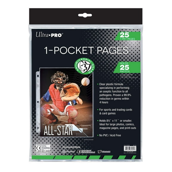 Ultra PRO: 1-Pocket Pages - Antimicrobial (8.5" x 11" / 25-Pack)