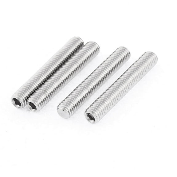 M8x50mm 1.25mm Pitch Stainless Steel Hex Socket Set Flat Point Grub Screws 4Pcs