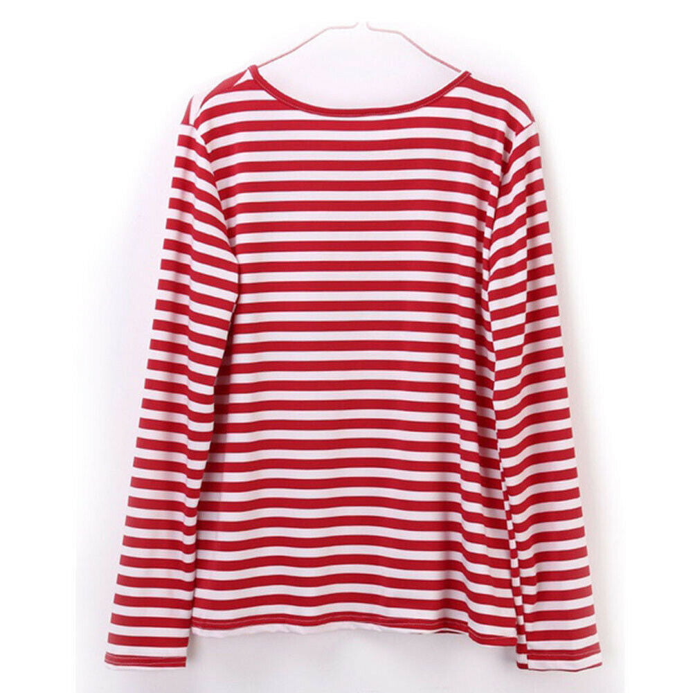 womens red and white striped tee
