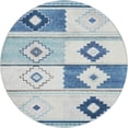 thumbnail image 2 of Addison Rugs Dream Shag Premium Machine Washable Transitional Aztec Blue Round Rug, 8' x 8', 2 of 8