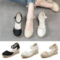 thumbnail image 7 of Lovskoo 2024 Womens Espadrilles Wedge Sandals Platform Round Toe Closed Toe Ankle Strap Lace Up Summer Shoes Black, 7 of 7