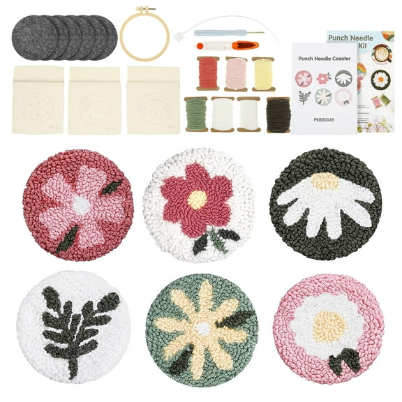 Punch Needle Kit Floral Design Punch Needle Embroidery Essential Supply DIY Felting Handcraft Beginner Friendly