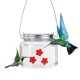 thumbnail image 1 of Comedero de colibrí colgante para jardín, comedero de pájaros de tarro de plástico de 475 ml con cubierta roja, depósito transparente, 1 of 5