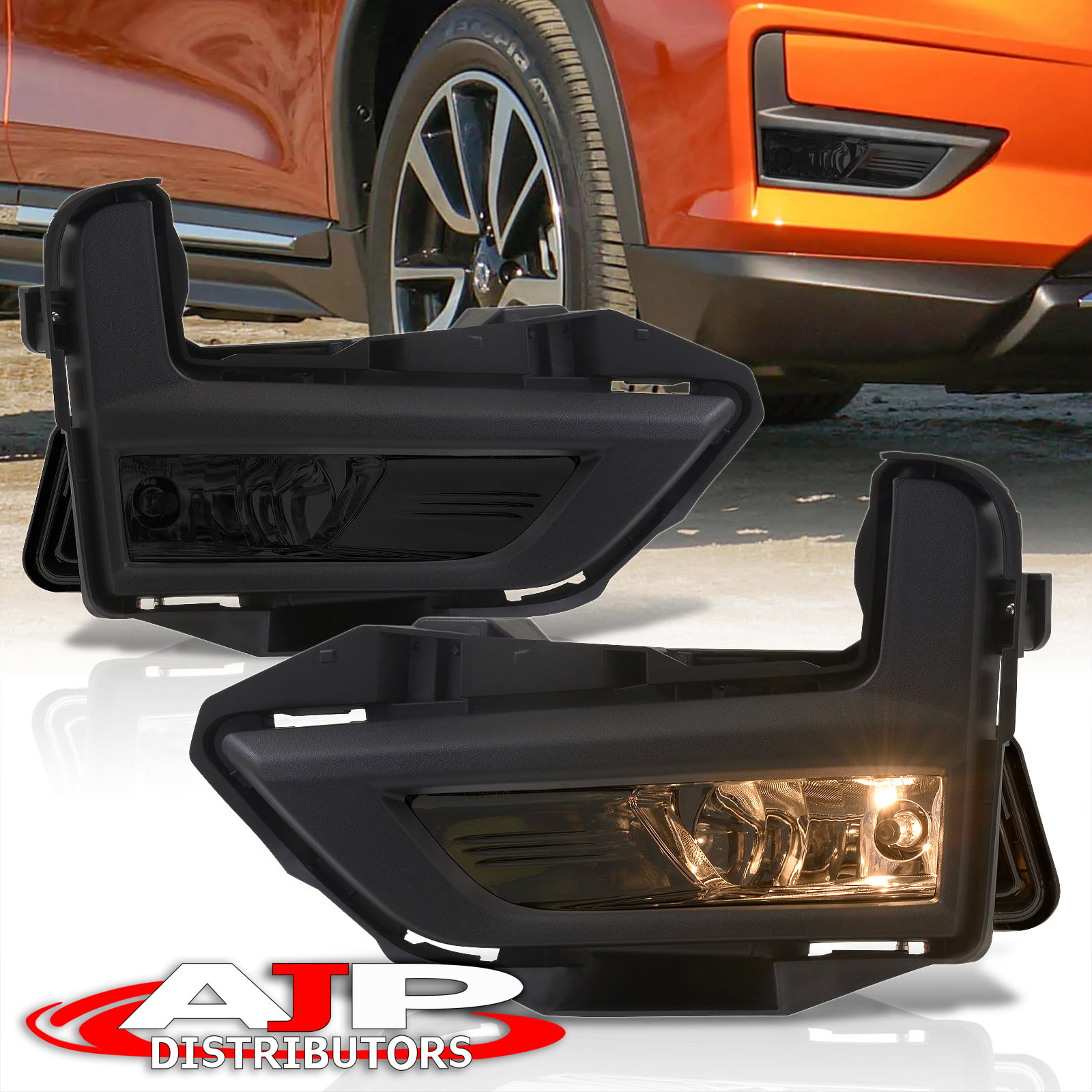 Smoked Lens Front Bumper Fog Light/Lamp+Switch+Chrome Bezel Pair Compatible with Camry 12-14 