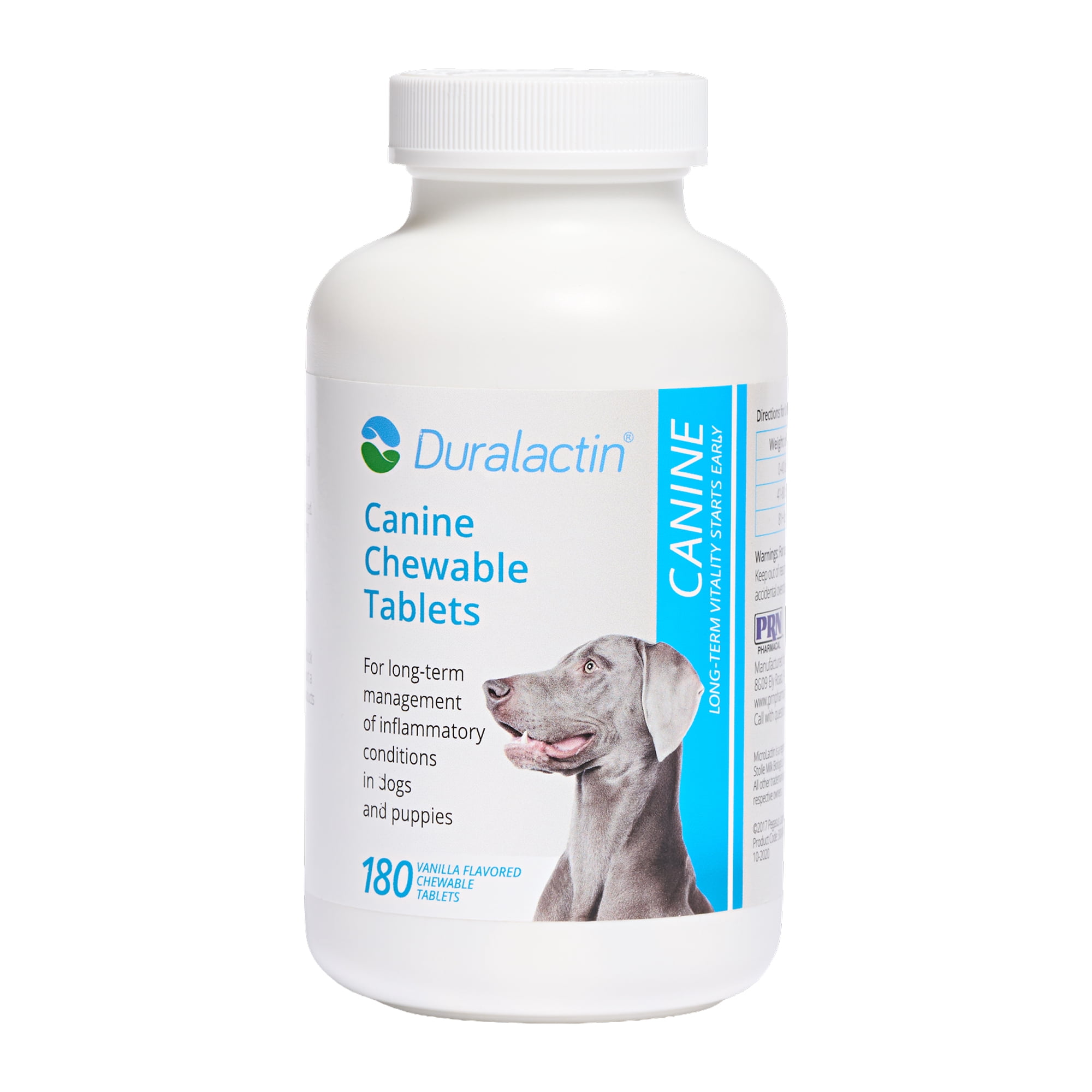 PRN Pharmacal Duralactin Canine Chewable Tablets - Joint Health Supplement for Dogs & Puppies Supports Mobility & Wellness - Tablets Containing Dried Milk Protein - Vanilla Flavor - 180 Canine Chews