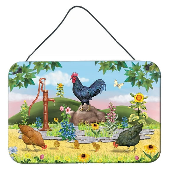 Carolines Treasures PRS4039DS812 Rooster And Water Pump Wall or Door Hanging Prints  8x12 multicolor