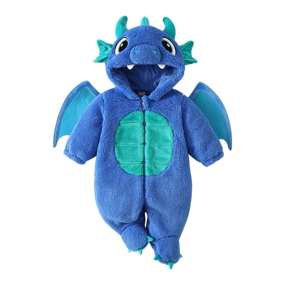 UACY Baby Boys Girls Dragon Hooded Jumpsuit with Wings Plush One Piece Romper for Halloween Dress Up Winter Warm Soft Casual Wear