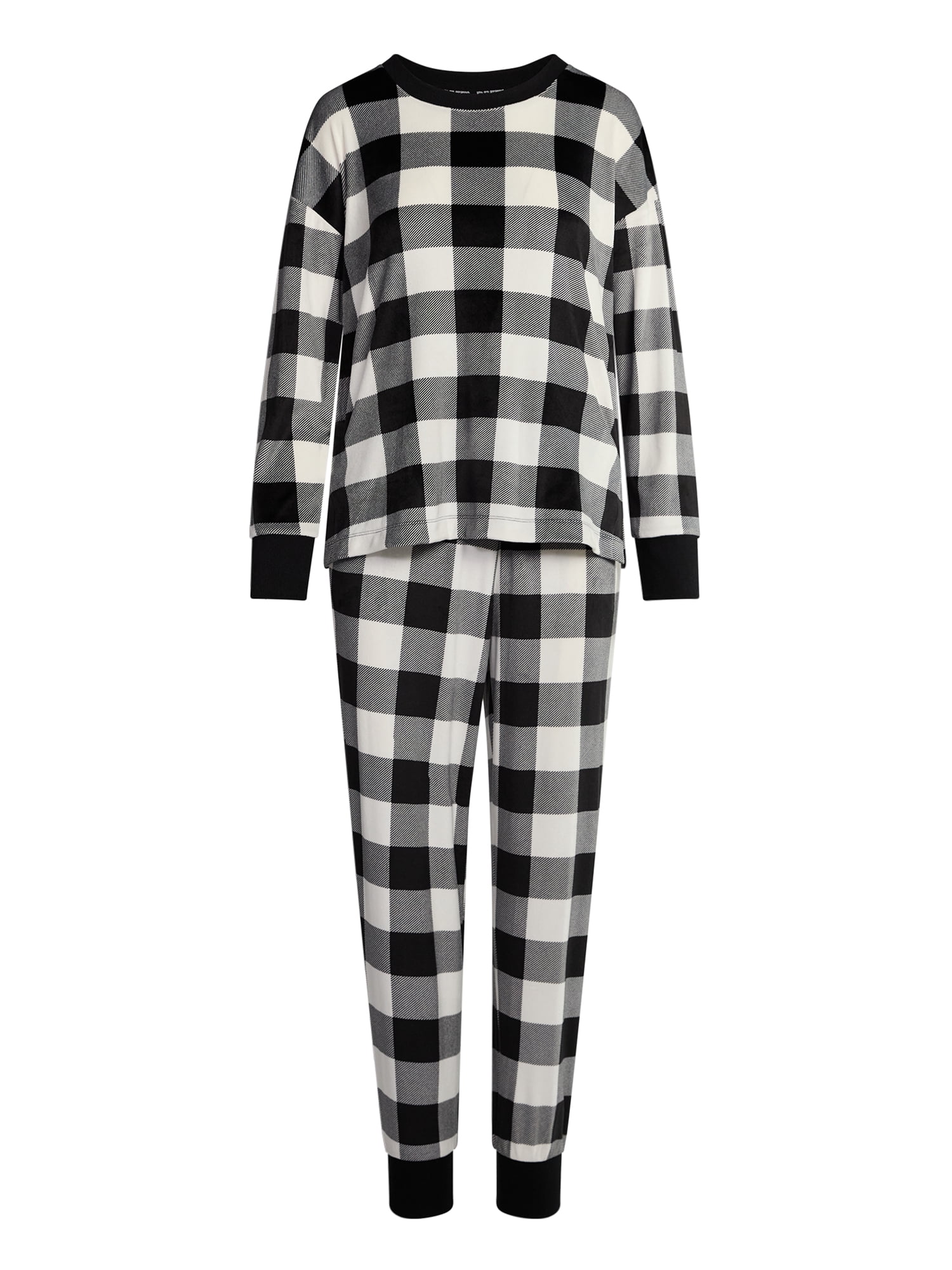 Joyspun Women’s Stretch Velour Long Sleeve Top, Pants, and Socks Pajama Set, 3-Piece, Sizes XS-4X