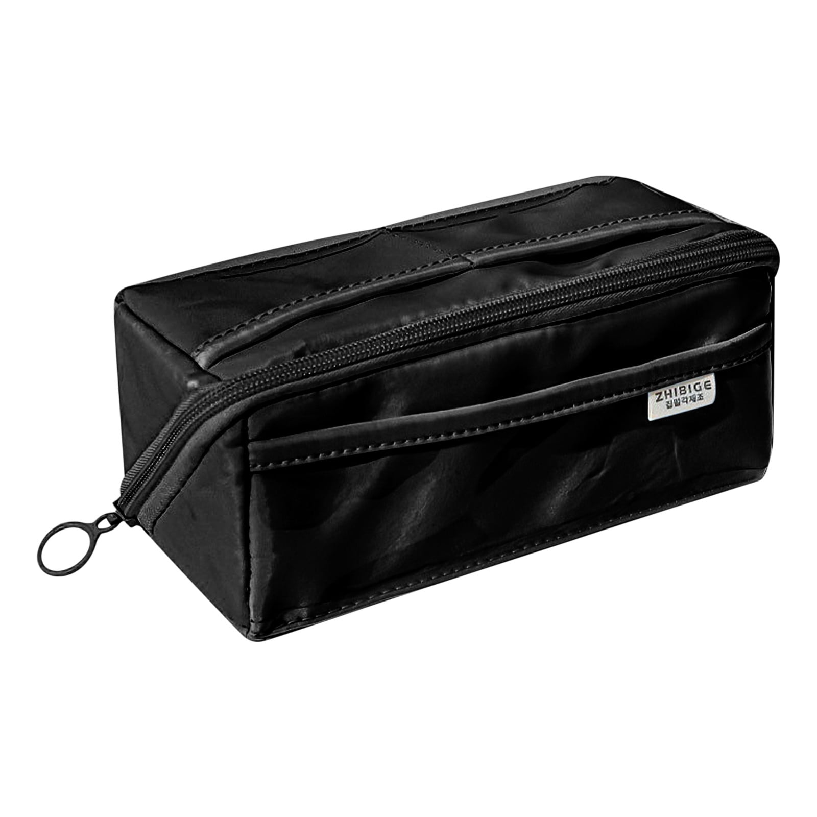 Fmeida Pencil Case Black PU Leather Extra Large Pencil Case Big Capacity  Pencil Bag Soft Pencil Cases With Handle Portable Pencil Boxes Aesthetic